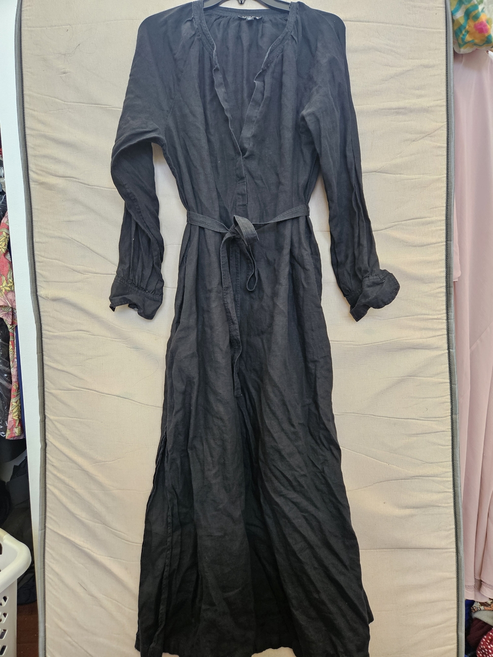 J. Crew Black Long Sleeve Wrap Maxi Dress